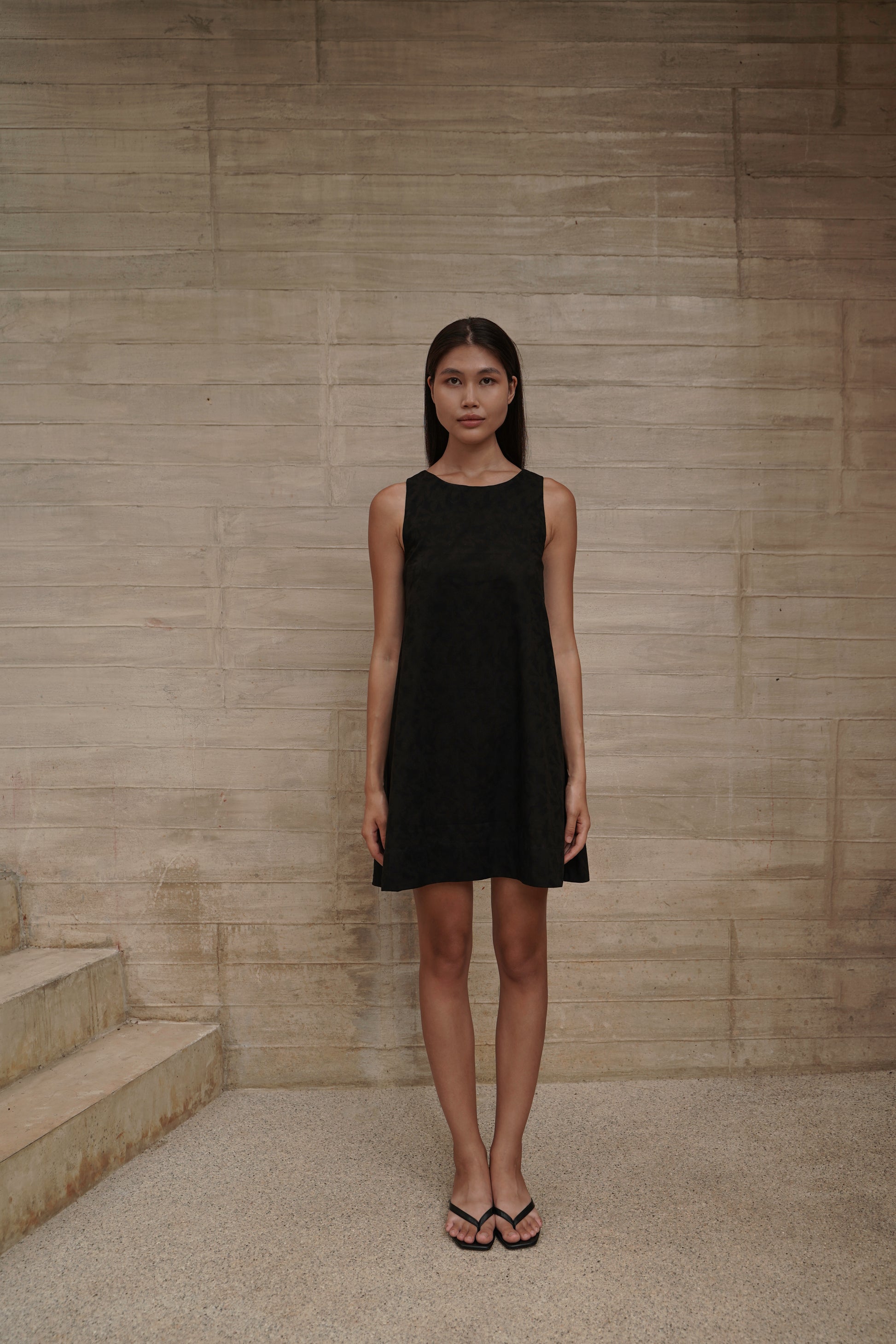 Trapeze Jacquard Dress – front full-body
