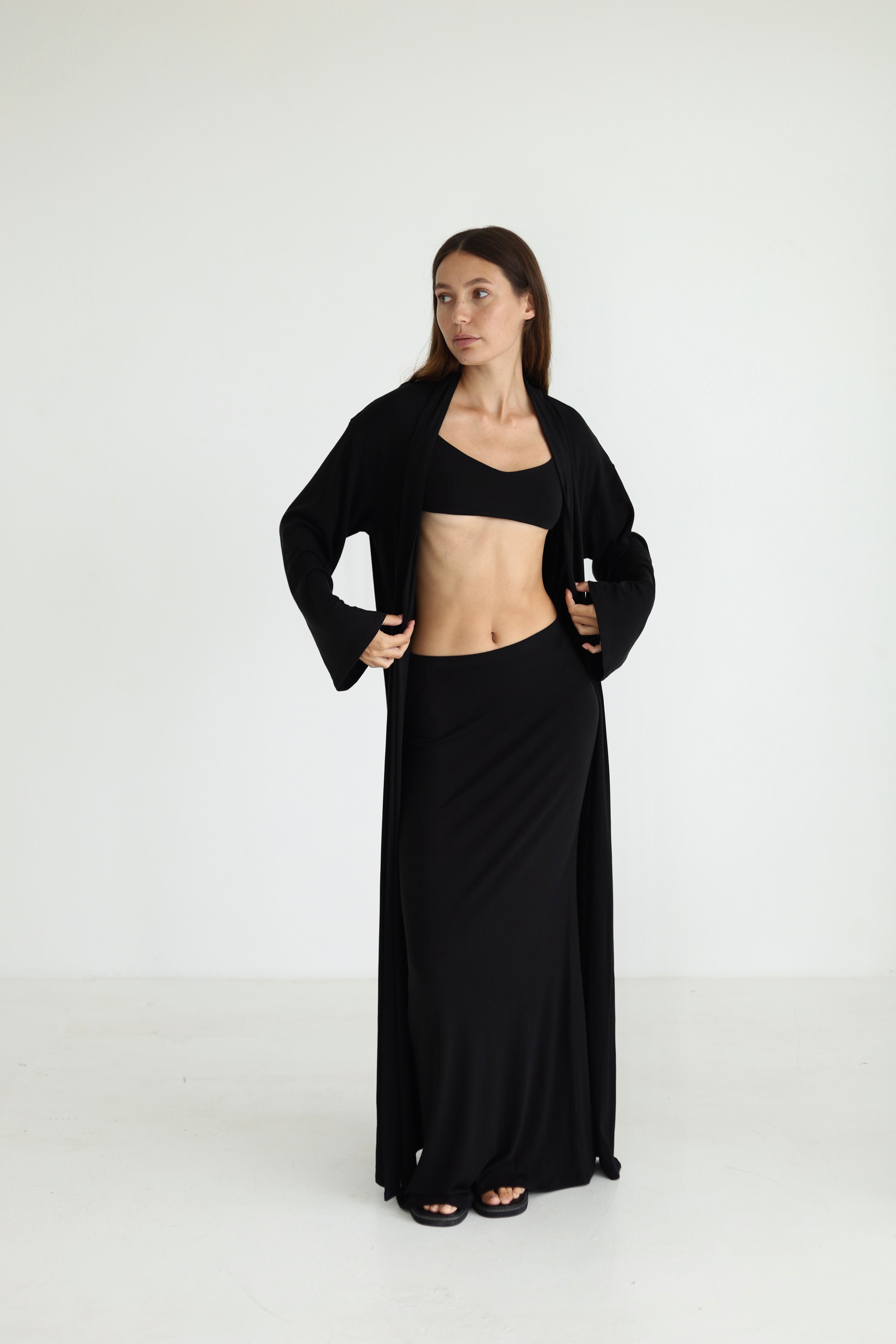 Flowing kimono Veil - Black