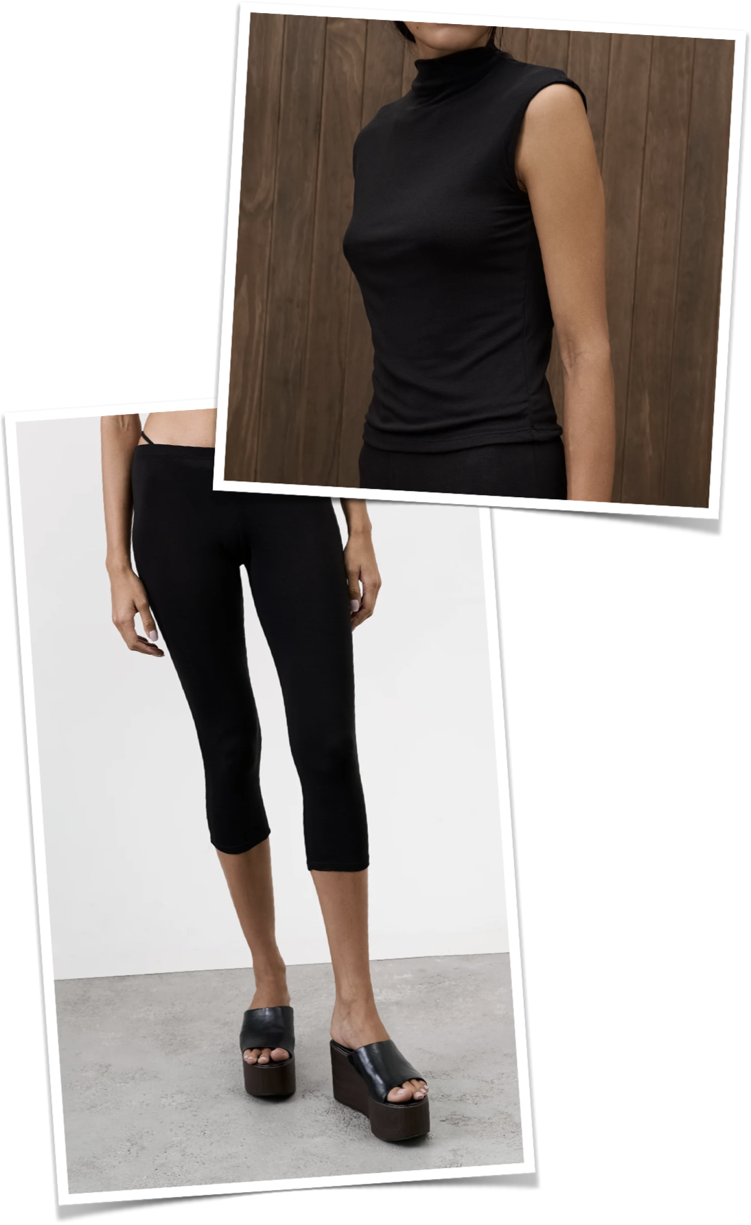 Off-shoulder top with capri pants in black