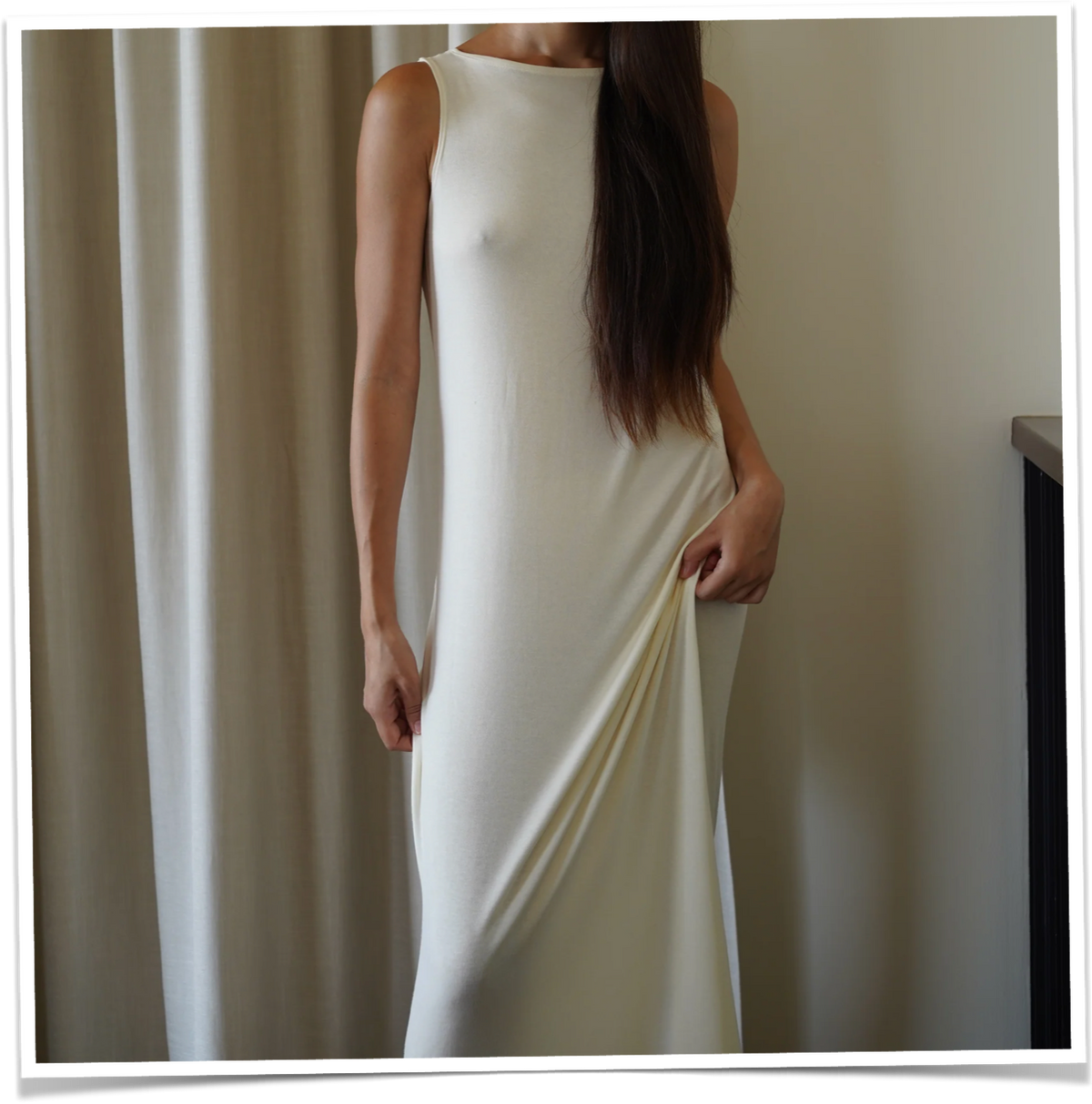 Flip tank dress in ivory